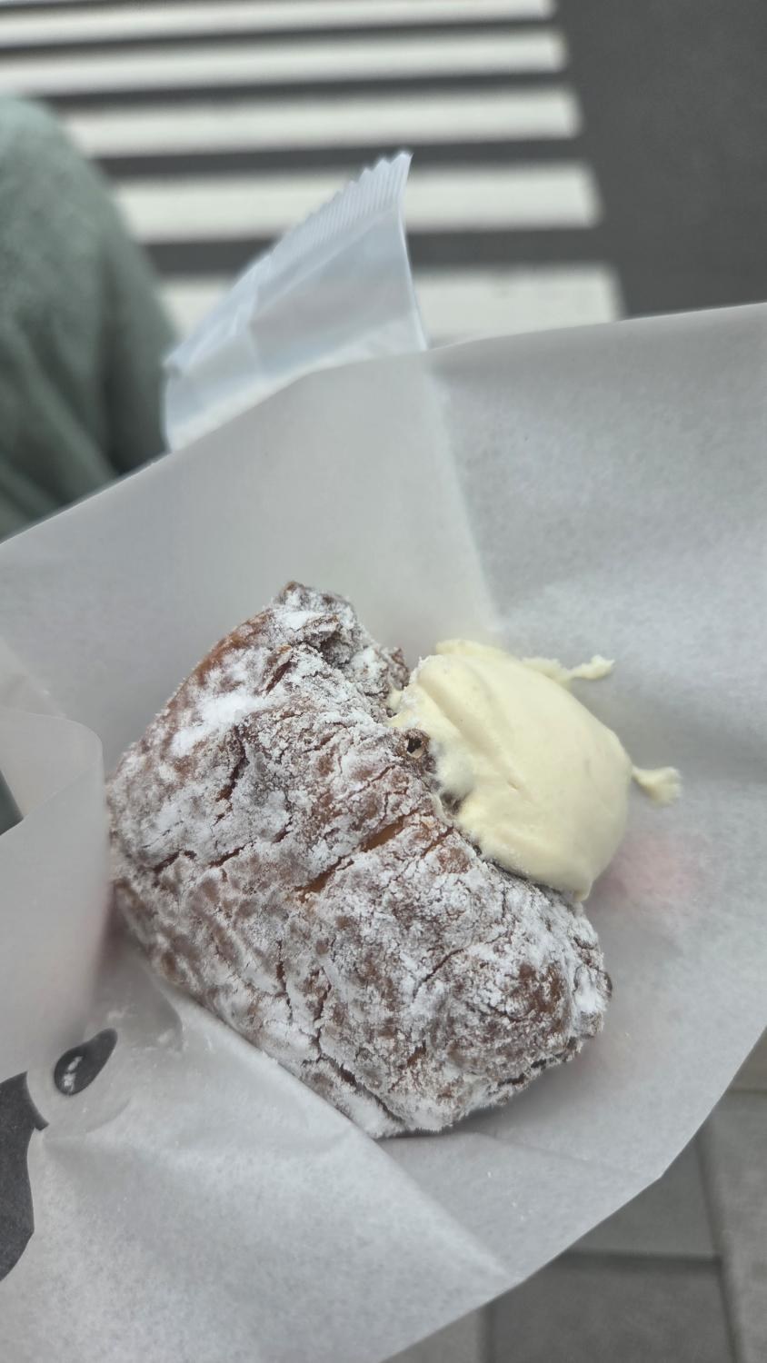 a cream donut at I'm donut? Gluten-free, Tokyo
